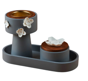 Brûleur d'encens moderne en métal à base noire Base en bois au design moderne et élégant personnalisée pour l'utilisation des parfums aromatiques du bureau à domicile - Product Image 2