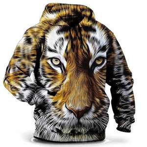 Sudadera con capucha de gran tamaño para hombre con estampado 3D gráfico de Lobo, ropa de calle de otoño, Sudadera con capucha de animales, Tops - Product Image 3