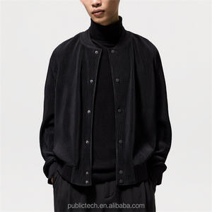 OEM Custom 100% Polyester <b>Corduroy</b> Flight <b>Jacket</b> Pleated Bomber <b>Jacket</b> for <b>Men</b> - Product Image 1