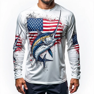 Jersey de pesca DryFit de tela ultraligera UPF 50 para hombre, manga larga personalizada completa para exteriores - Product Image 2