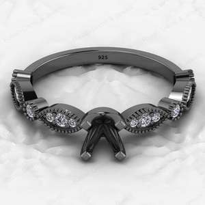 High Quality 925 Sterling Silver Half Eternity Semi Mount <b>Blank</b> Prong Setting <b>Ring</b> 5mm Zircon Gemstone Designer Custom Jewelry - Product Image 4