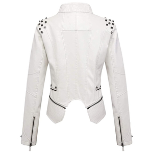 Moda mujer tachonado PU chaqueta de cuero personalizado al aire libre otoño 2025 moda femenina tachonado chaqueta de cuero para mujer - Product Image 2