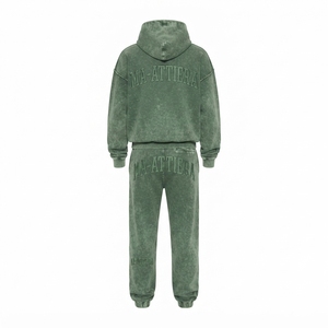 Custom Washed Oversized Hoodie and <b>Jogger</b> Sweatpants Set <b>Women</b> Cotton <b>Fleece</b> Streetwear Tracksuit OEM ODM - Product Image 3