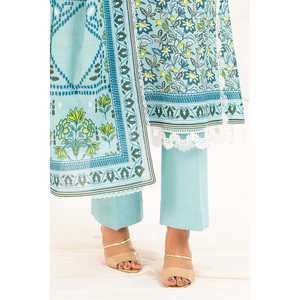 Ensemble de costume Khaddar pour femmes en coton 100% imprimé 3 pièces avec dupatta en dentelle K-52093 - Product Image 4