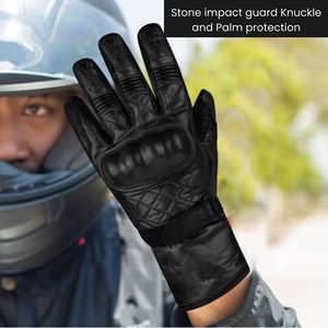 Gants de moto en cuir unisexe à doigts entiers pour moto Gants de moto de protection d'écran tactile décontractés et confortables pour l'extérieur - Product Image 3