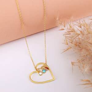 Collar de plata con piedra de nacimiento y corazón personalizado, joyería de piedra de nacimiento de noviembre, cadenas de moda, regalo - Product Image 6