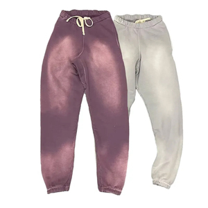 Wholesale Custom Logo Vintage Sun Fad <b>Oversized</b> Unisex 100% Cotton Fleece Sweatpants Long Length Mid Elastic <b>Joggers</b> for Men's - Product Image 1