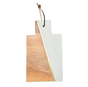 Planche à découper ronde en bois de manguier et en marbre avec poignée Bloc à découper de cuisine et de table de bonne vente - Product Image 6