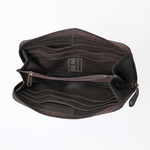 Cartera Crazy Horse personalizada para mujer, carteras plegables de cuero genuino, bolso Vintage, regalo, caja OEM Unisex hecha a mano occidental, estilo a granel - Product Image 6