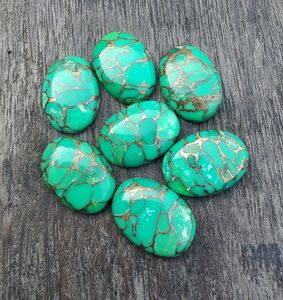 AAA + haute qualité taille personnalisée 10X14 Cabochon ovale naturel vert cuivre Turquoise pierres précieuses en vrac fabrication de bijoux - Product Image 1