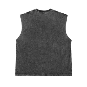 Wholesale <b>Men's</b> High Street Hipster Casual Cutout <b>Vest</b> Tank Top High Quality Sleeveless T-Shirt Knitted Weaving Washed Style - Product Image 2