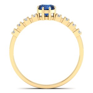 Anillo de Zafiro Azul de Corte Brillante Redondo REYES de 0.5 Quilates en Oro de 14K con Certificado IGI, Anillos de Compromiso de Diamantes para Mujer - Product Image 4