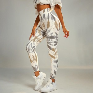 Leggings de yoga de gymnastique sans couture par teinture de haute qualité pour femmes pantalons de sport en tissu tricoté avec logo personnalisé à la taille - Product Image 1