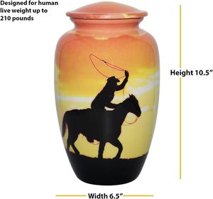 Urna de cremación personalizada humana para montar a caballo de vaquero con bolsa de terciopelo, varios tamaños - Product Image 6
