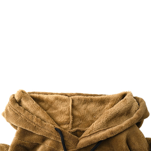 เสื้อฮู้ดสไตล์สตรีท ผ้าขนสัตว์เทียม กันลม สีน้ำตาลอ่อน แขนยาว ทรงปกติ ปรับแต่งได้ เหมาะสำหรับฤดูหนาว - Product Image 4