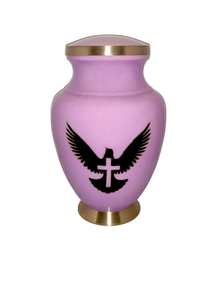 Urnas funerarias de cremación Diseño encantador de la Cruz del águila voladora Tamaño grande 26 cms de alto Urna púrpura clara - Product Image 3
