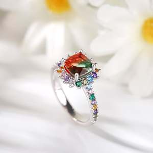 Jeulia Blazing Sapphire Cushion Cut Sterling Silver Wedding <b>Ring</b> - Product Image 6