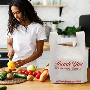 Impressionnant T-shirt à poignée de gilet personnalisé sac de remerciement qualité supérieure prix d'usine en gros compostable biodégradable - Product Image 4