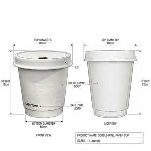 Gobelet à café en papier gaufré personnalisé 8oz/12oz avec couvercle pour emporter - Product Image 6