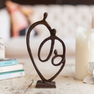 Familia de 3 escultura de Metal en forma de corazón Base cuadrada perfecta para sala de estar Oficina decoración del hogar objetos acentos hechos a mano - Product Image 4