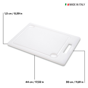 Tagliere polietilene 44x30cm rettangolare DEMOLLI Made in Italy manico multiuso Private Label Juice Groove - Product Image 2