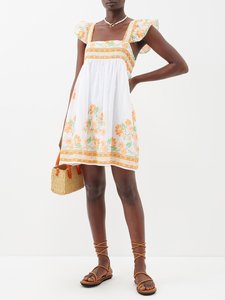 Robe décontractée mi-mollet à imprimé floral orange, col en V, manches courtes, coupe trapèze, en jersey, écologique, lavable, grandes tailles - Product Image 2