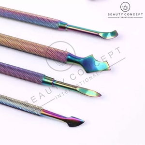 Empujador de cutículas de uñas multicolor Buena venta Herramienta de cuidado de uñas Uso en salón de belleza para cuidado Empujador de cutículas de acero Ecológico - Product Image 4