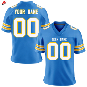 Camiseta de fútbol de alta calidad con estampado azul con blanco, venta al por mayor, ropa de fútbol americano personalizada, camiseta de ropa de fútbol - Product Image 1
