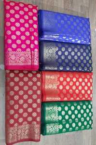 Sarees de seda brocados hechos a medida en colores brillantes adecuados para diseñadores de ropa para tiendas de moda para reventa - Product Image 6