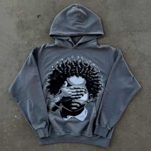 Streetwear personnalisé Boxy Puff Sweat à capuche qualité brodée recadrée éponge française personnage unique motif graphique décontracté - Product Image 1