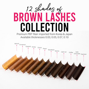 Charmlash Fournitures pour cils Vente en gros de plateaux de cils Vente en gros d'extensions de cils russes en volume brun Semi-mat brun - Product Image 6