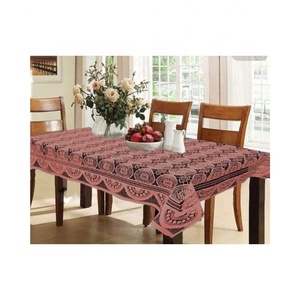 Nappe rectangulaire en coton et lin naturel de fabrication artisanale, 160x200 cm, motif floral imprimé, simple, pour table à manger, pour la maison - Product Image 5