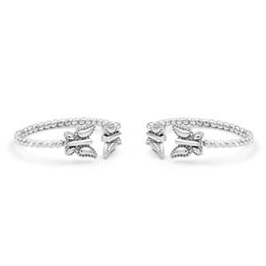 NOVAMART Fine Zarkan <b>Silver</b> <b>Toe</b> <b>Rings</b> Perfect Pair for Weddings Engagements or Gifts Featuring Beautiful Butterfly Shape Pattern - Product Image 3
