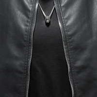 Veste matelassée en cuir véritable pour homme, imperméable, col montant, style motard, coupe ajustée, en cuir de vachette noir, fermeture éclair, luxe premium, hiver