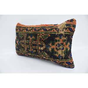 Multicolor Vintage Floral Embroidered Wool Kantha Patchwork <b>Pillow</b> 12x20 Inches Soft Fabric for Home or <b>Sofa</b> Use - Product Image 4