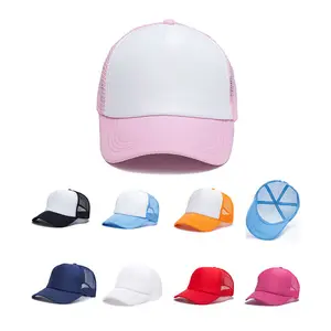 Chapéu de caminhoneiro em branco com logotipo personalizado Gorros Chapéus de caminhoneiro de espuma em branco de malha de verão com 5 painéis