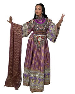 Venta caliente Gypsy Afghani borla vestido hecho a mano pesado bordado tradicional afgano Kuchi Tribal étnico vestido para mujer boda - Product Image 1