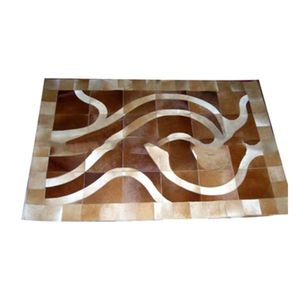 พรมหนังวัวเย็บจากธรรมชาติ100% ขนแท้บนพรมหนังวัวถักลายทนทานสำหรับห้องนั่งเล่น - Product Image 1