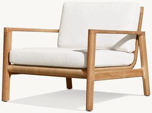 Sillón de exterior moderno en madera y mimbre - Product Image 2