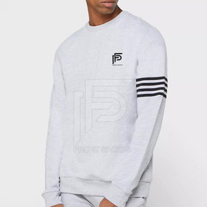 Grey Sweat Suit Men's Pullover <b>Drop</b> Shoulder 100% Cotton Crewneck Tracksuit Breathable Quick Dry Custom Printing Tracksuit - Product Image 3