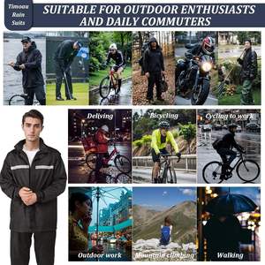 Combinaison de pluie unisexe imperméable avec capuche 2 pièces veste et pantalon légers pour la pêche et le camping avec logo personnalisé imprimé - Product Image 4