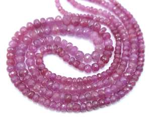 ลูกปัดรูปทรงกลมเหลี่ยมเพชรพลอยทับทิมแซฟไฟร์ลูกปัดอัญมณีแซฟไฟร์ทับทิมธรรมชาติ3X7MM ขนาดประมาณ2.เส้นลูกปัดสร้อยคอเต็ม - Product Image 3