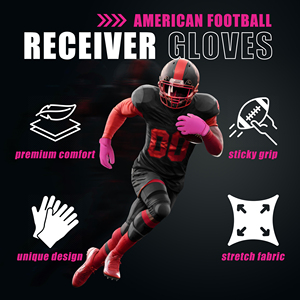 Guantes de fútbol americano de diseño personalizado de alta calidad cómodo cuero neopreno Spandex transpirable logotipo impreso al por mayor - Product Image 4