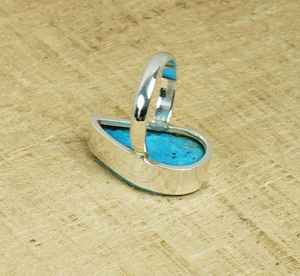 Anillo Turquesa Bella Durmiente, Plata de Ley 925, Gema en Forma de Lágrima, Joyería Hecha a Mano, Regalo de Moda para Mujer - Product Image 6