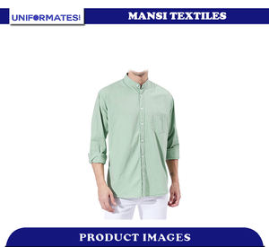 เสื้อ100% ทางการแบบติดกระดุมสำหรับผู้ชายเสื้อคอตตอนสลิมฟิตคอปกพับลงและแขนยาวเป็นมิตรกับสิ่งแวดล้อมระบายอากาศแห้งเร็ว - Product Image 3