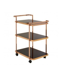 Serving Kitchen Storage Side Table Metal and Glass Table Top Classic Metal Frame 2 Tier Dining Table Hotel Restaurant Furniture - Product Image 3