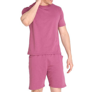 Ensemble de t-shirts en coton décontractés pour hommes avec short respirant pour l'été chaud motif solide et imprimé confortable T Shorts à manches courtes - Product Image 1
