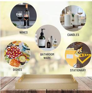 Plateau en bois écologique avec poignées en métal Bar Restaurants Table basse Plateau Plateau en bois naturel Fabricant Prix de gros - Product Image 4