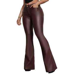 Pantalon en cuir PU pour homme, taille haute, style hiver, fermeture éclair, couleur unie, coupe skinny, respirant, devant plat, options de vente en gros - Product Image 4