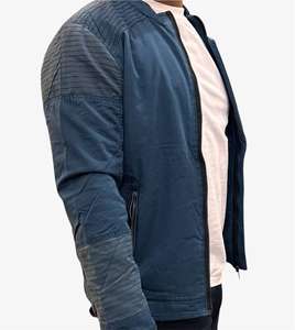 เสื้อแจ็คเก็ตผู้ชาย Bearfit รุ่นลำลอง ผ้าทอสีน้ำเงิน สำหรับฤดูใบไม้ร่วง ผลิตจากผ้าฝ้าย 100% ทรงเข้ารูป ระบายอากาศ กันลม เป็นมิตรกับสิ่งแวดล้อม มีซิป บริการ OEM - Product Image 2